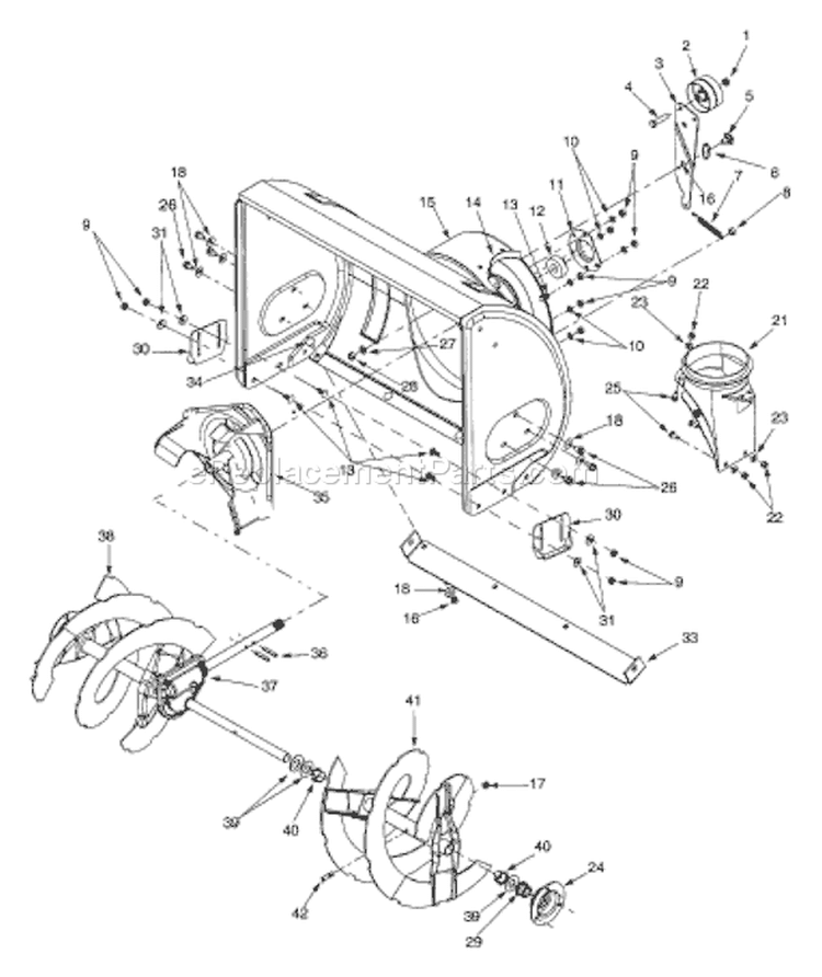 Page B Diagram and Parts List for 31AH763G401 2001 Yard Man Snow Blower